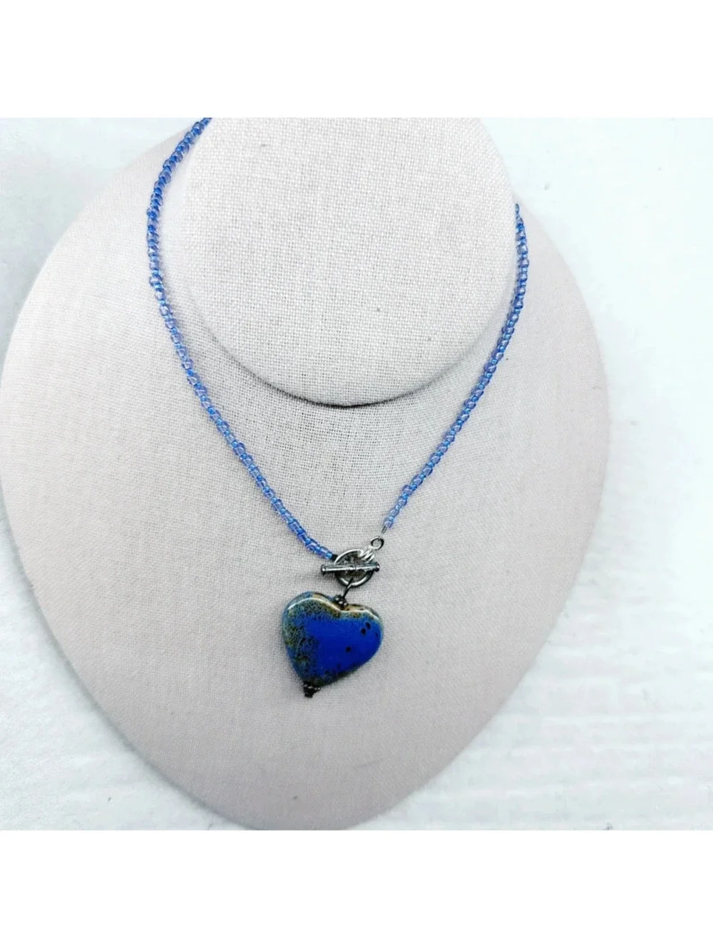 5340mc. Periwinkle Ceramic Heart Necklace